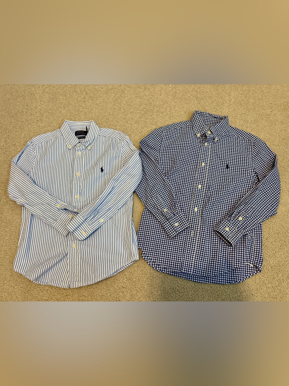 Polo by Ralph Lauren Blue/White Long-Sleeve Button-Down Shirts